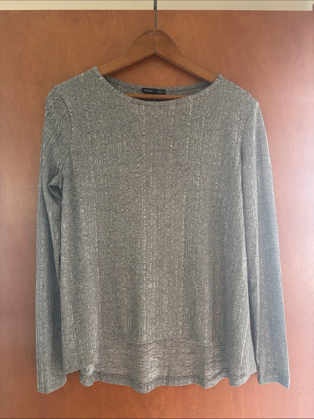 Zara Silver Metallic Crew Neck Sweater